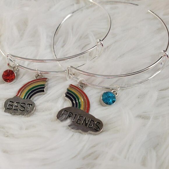 Silver Best Friend Set of 2 Charm Bracelets, Best Friend Gifts - Picture 11 of 12